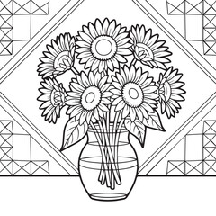 Vector sketch of a house with floral abstract background design