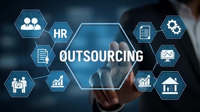 Person Interacting with a Futuristic Outsourcing Interface