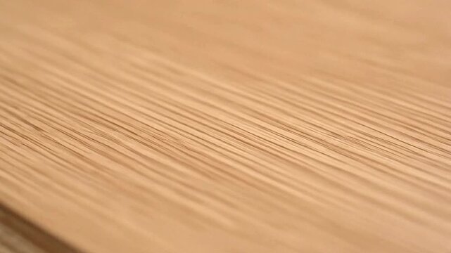 Closeup of a piece of light brown wood showing the grain running diagonally across the surface with the edge of the wood visible