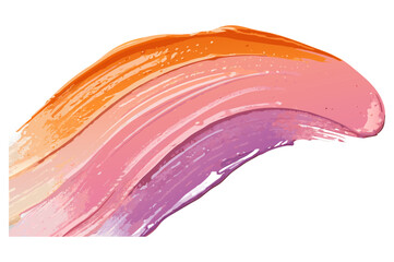 Colorful brushstrokes in orange pink and purple forming vibrant textured design element on transparent background for cosmetic packaging and digital banners for product packaging labels