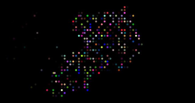 Uganda Map Silhouette Assembled from Motion Circles