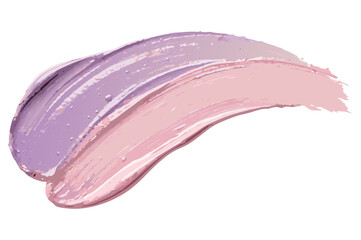 Pink purple creamy paint blending into textured brushstroke on transparent background for beauty packaging and cosmetic product visuals and web banners and for packaging and label design