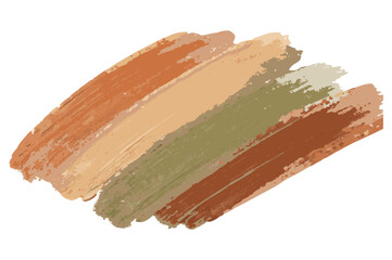 Creamy foundation and concealer strokes in green beige and brown on transparent background for beauty and cosmetics packaging and swatches and for packaging and label design and for product marketing.