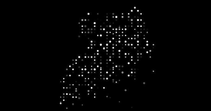 Vibrant Particles Entering to Create Uganda Map Motion