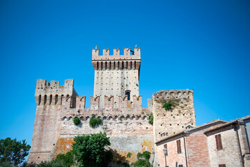 Medieval Fortress and Clock Tower of Offagna in Marche, Italy
