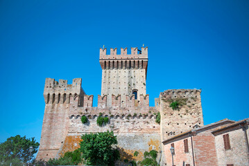 Medieval Fortress and Clock Tower of Offagna in Marche, Italy