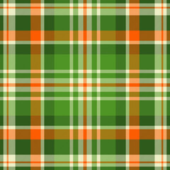 Colour plaid background tartan, border texture textile pattern. Crossed fabric seamless check vector in green and light colors.