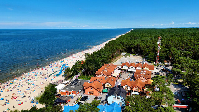 coast beach view from above Baltic Sea Stegna Poland