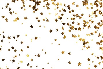 Gold star confetti scattered on white background (4)