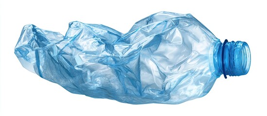 Fototapeta premium Crumpled light-blue plastic water bottle
