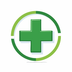 Fototapeta premium Medical Cross Symbol within Circular Frame in Green Tones Minimalist Vector