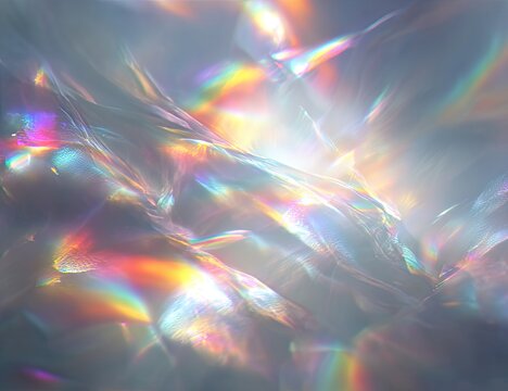 Abstract iridescent surface with flowing, light-catching textures
