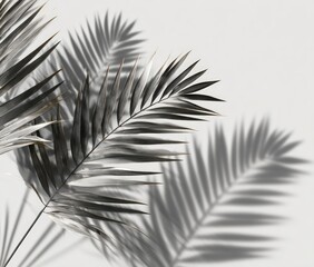Palm fronds cast shadows on a light gray wall