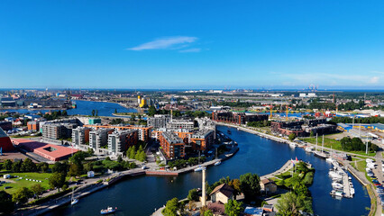 Fototapeta premium modern european city street houses view from above Gdansk Poland