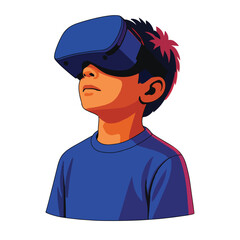 Young Boy Wearing a VR Headset