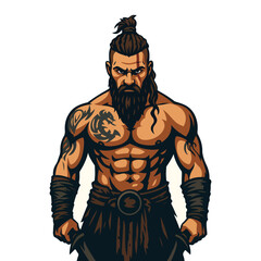 Fierce Viking Warrior with Tattoos