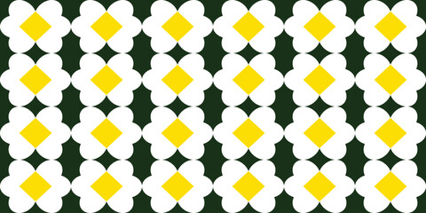 Floral background image. Geometry daisy flowers on green background.