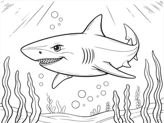 Shark in the Sea – Angry and Exciting Illustration for Children’s Art