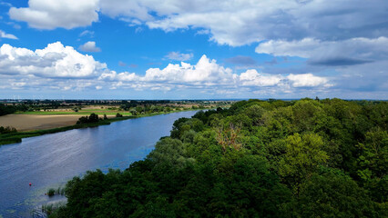 river Nogat forest view from above Poland