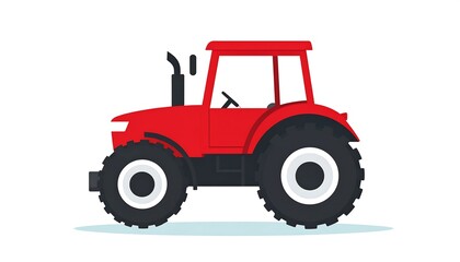 Obraz premium Side profile of a red tractor on a white background