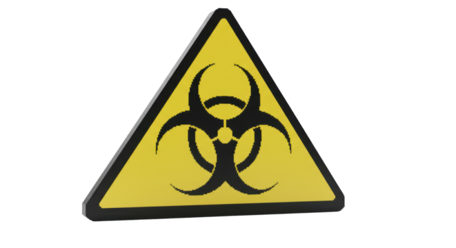 Biohazard warning sign symbolizing safety measures in hazardous environments isolated on white background