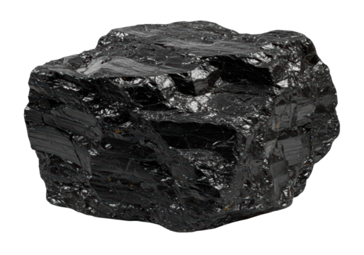Isolated Lump of Shiny Black Coal Specimen a Fossil Fuel for Heating and Industrial Power