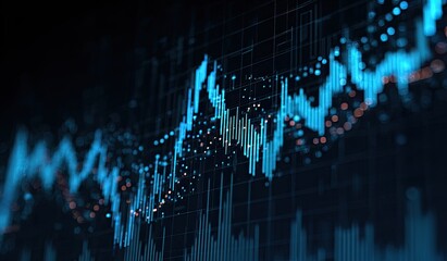 Abstract financial chart, dynamic lines and points