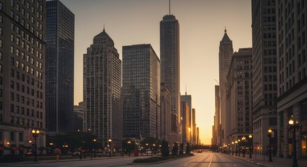 Obraz premium Cityscape dawn urban buildings