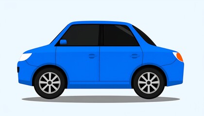 Side profile of a simple blue sedan