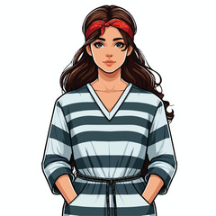 Vector image of a female prisoner in a prisoner