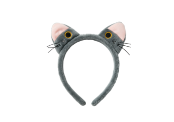 Cute gray cat ear headband on a white background perfect for playful costumes and parties isolated on white background