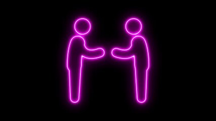 Money transfer Icon two man icon. Glowing neon line of dollar sign icon and up arrow isolated on transparent background. growth business concept