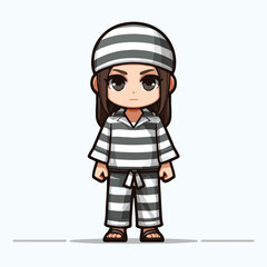Vector image of a female prisoner in a prisoner