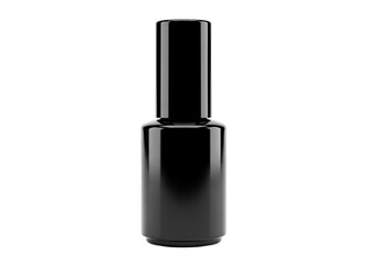 Obraz premium A glossy, black nail polish bottle stands out against a dark background, showcasing a sophisticated and elegant design.