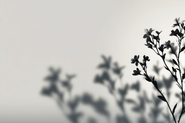 Delicate blossoms cast soft shadows on a muted backdrop, creating a serene and minimalist floral portrait