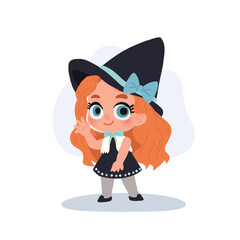 adorable witch child character with bow and hat perfect for halloween