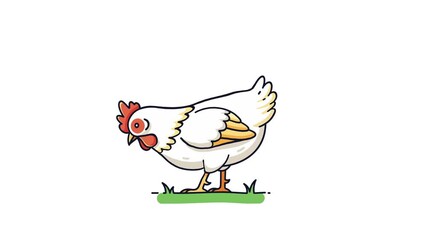 Animated Chicken Illustration – Funny and Cute Farm Animal Animation - Powered by Adobe