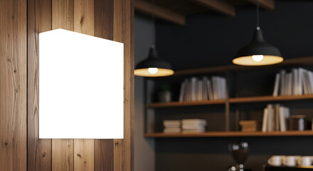 Blank Canvas Mockup on Wood Wall in Modern Interior - Perfect for Art, Branding, and Promotional Displays in a Stylish, Contemporary Setting