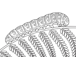 Cute and Colorful Caterpillar Character with Big Eyes on Branch for Children