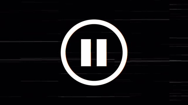 Pause Button Glitch Effect 4K Video