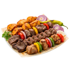 Mixed Grilled Kebabs Platter with Chicken Beef and Lamb.