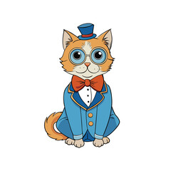 Sophisticated cat character wearing a bowtie and monocle