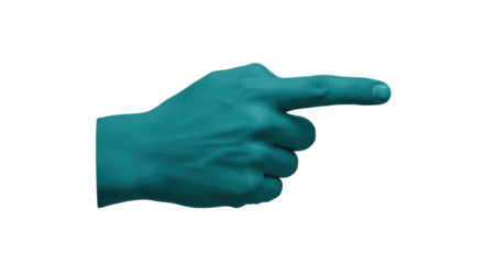 Isolated Cyan Hand Pointing Right