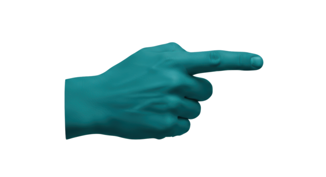 Isolated Cyan Hand Pointing Right