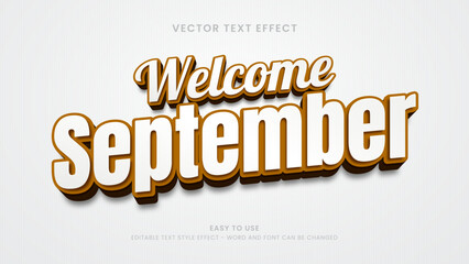 editable text effect welcome september 3d style premium vector