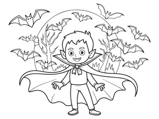Halloween Night Adventure with a Little Vampire in Flight