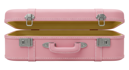 Isolated Open Pink Suitcase