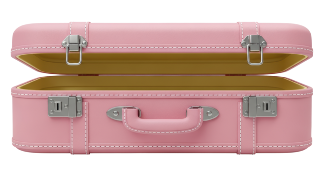 Isolated Open Pink Suitcase
