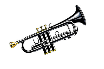Sleek trumpet illustration for jazz posters or music festival designs, bold and vibrant, perfect for musicians © Abdullah