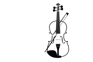 Elegant violin silhouette with bow, perfect for classical music designs and artistic compositions